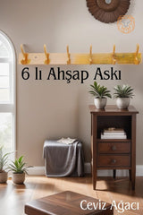 Ahşap 6 Pinli Duvar Askısı Giovanniello Design 719380