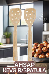 Ahşap Spatula Kevgir 2 li SET 719194