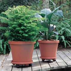 Takaz Global Coadura Saksı Taşıyıcı ve Altığı 29 Cm Tekerlekli KAHVERENGİ