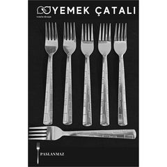 Takaz Global Veneta 6 lı Paslanmaz Yemek Çatalı Seti