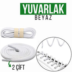 Takaz Global Yuvarlak Bağcık Seti 2 ÇİFT 120 CM BEYAZ