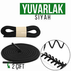 Takaz Global Yuvarlak Bağcık Seti 2 ÇİFT 120 CM SİYAH