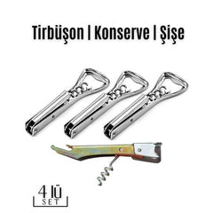 Takaz Global Tirbüşon Konserve Şişe Açacağı 4 lü SET