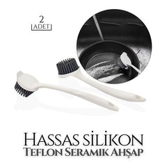 Takaz Global Silikon Bulaşık Hassas Teflon Seramik Ahşap FırçasI