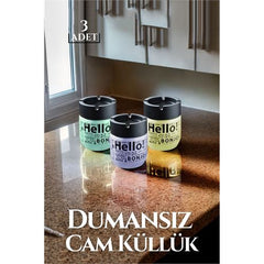 Takaz Global Cam Dumansız Küllük Hello Design 3 lü Set 719007