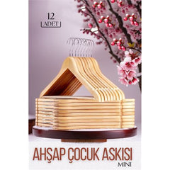 Takaz Global Mini Ahşap Çocuk Elbise Askısı 12 ADET
