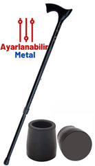 2 Adet Pongnas Siyah Yükseklik Ayarlanabilir Metal Baston 716393