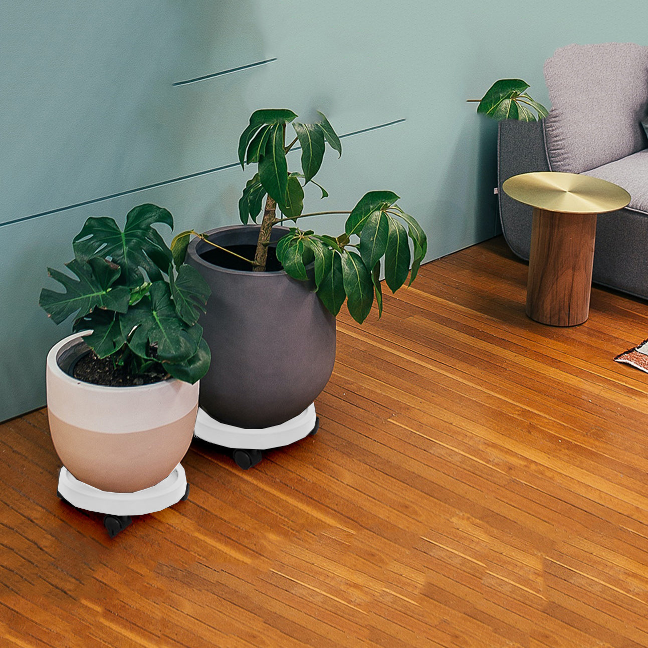 Tekerlekli Saksı Altığı 37 CM Coadura Design Beyaz