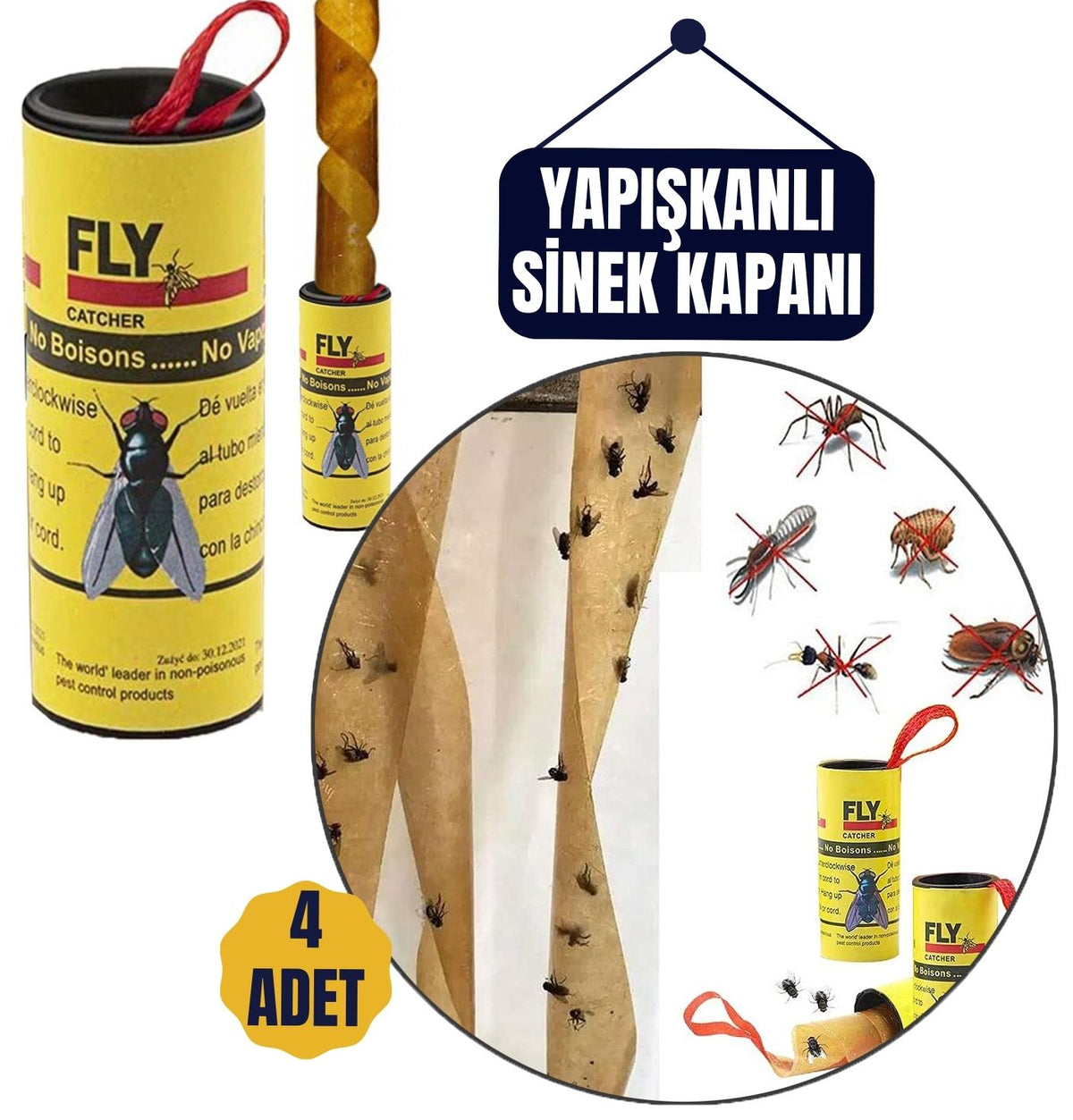 4 Adet Yapışkanlı Sinek Kapanı 74 cm