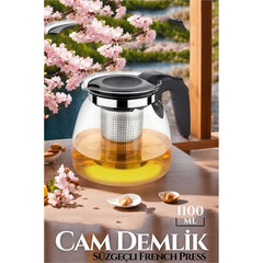 Takaz Global 1100 Ml Süzgeçli French Press Cam Demlik