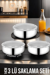 3 lü Saklama Kabı Seti 14 cm Paslanmaz Çelik 719250