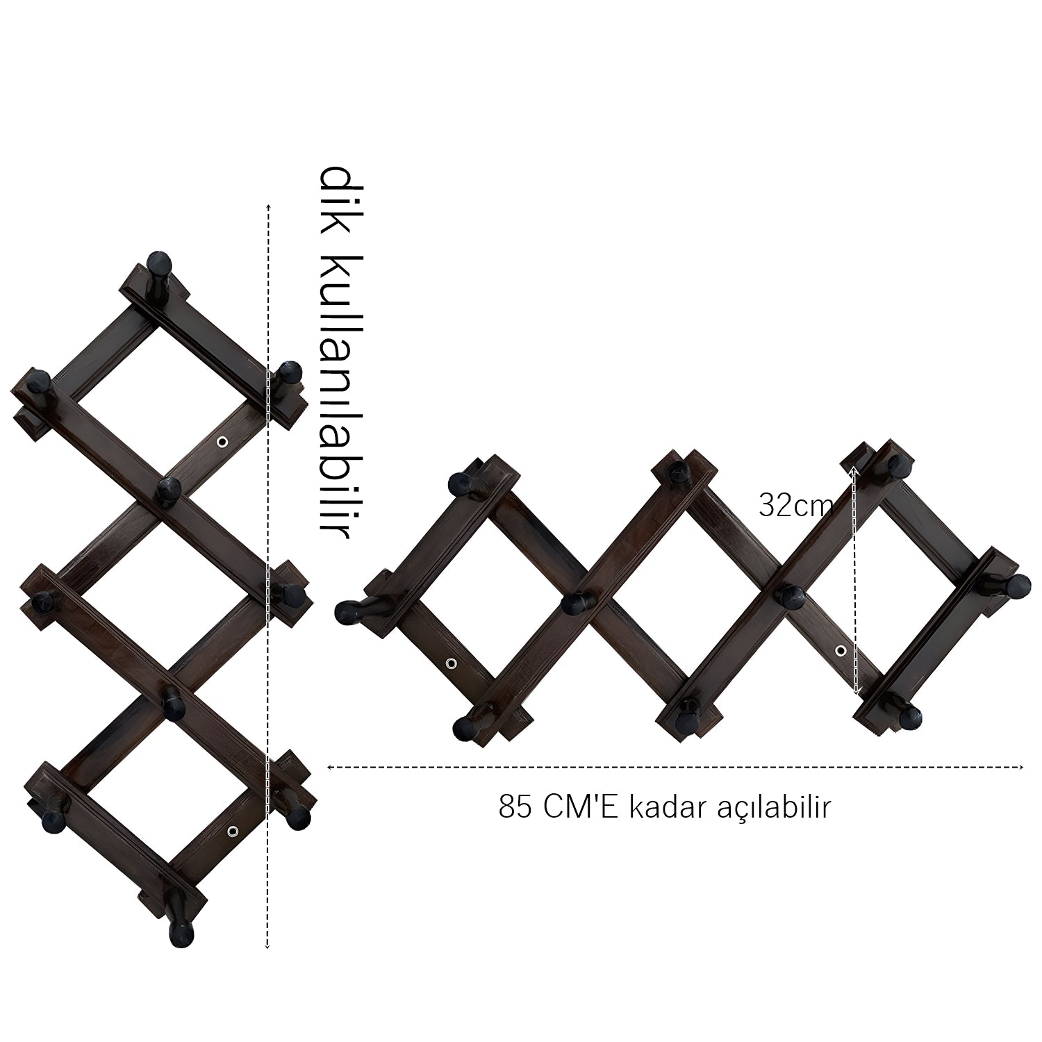 10 Pinli Ahşap Akordiyon Askı Paganelli Design 719402