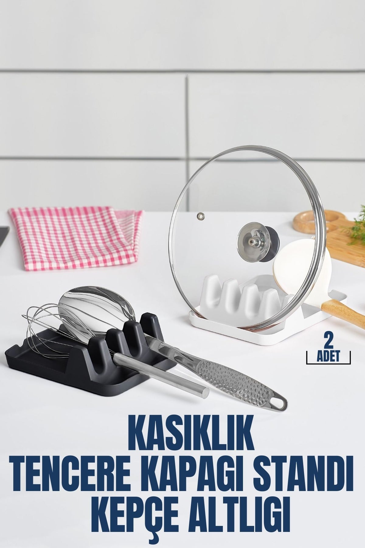 2 li Düzenleyici Kaşıklık Tencere Kapağı Standı Kirli Kaşıklık Kepçe Altlığı