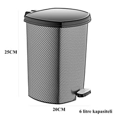 Pedallı 6 Lt Çöp Kovası Karbon Design