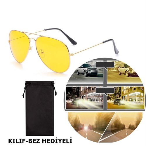 Takaz Global Metal Çerçeve Gece Sürüş ve Sis Gözlüğü