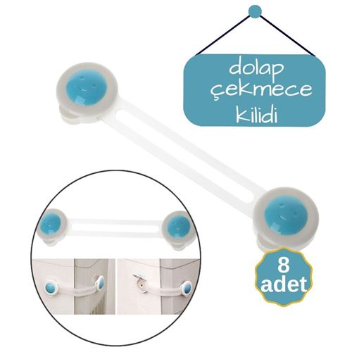 KaktüsKedi 8 Adet Çocuk Dolap ve Çekmece Kilidi