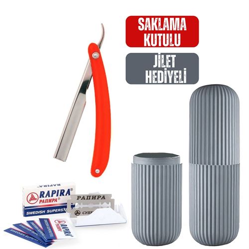 Takaz Global Sedef Kırmızı Tıraş Usturası 10 Jilet Kutulu Set