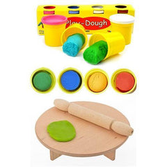 Takaz Global Play-Dough 450 Gram 4 Renk Oyun Hamuru ve 26 Cm Ahşap Masa Seti