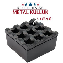 Takaz Global Rexite Siyah Metal 9 Gözlü Kül Tablası