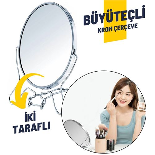 Takaz Global A.Linde Oval Büyüteçli 2 Taraflı Banyo Makyaj Aynası
