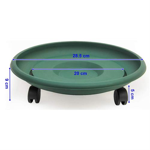 Takaz Global Coadura Saksı Taşıyıcı ve Altığı 29 Cm Tekerlekli YEŞİL