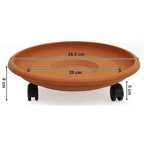 Takaz Global Coadura Saksı Taşıyıcı ve Altığı 29 Cm Tekerlekli KAHVERENGİ