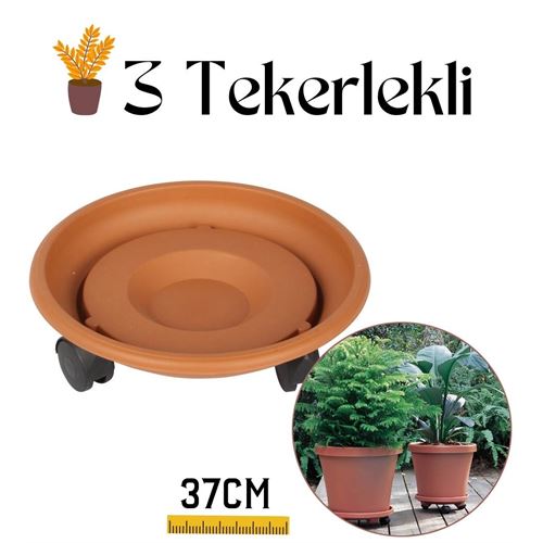Takaz Global Coadura Tekerlekli Saksı Taşıyıcı ve Altığı 37 CM KAHVERENGİ