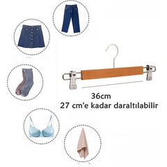 Takaz Global Ahşap Etek Pantolon Eşarp Kıskaçlı Askı Ayarlanabilir 360 Derece