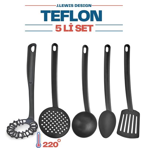 Takaz Global J.Lewis SİYAH Teflon 5 li Yemek Hazırlık Servis Seti