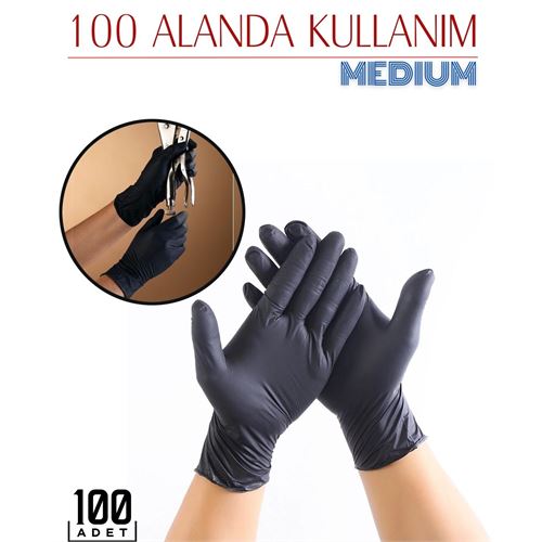 Takaz Global MEDIUM 100 Adet Siyah Nitril Eldiven