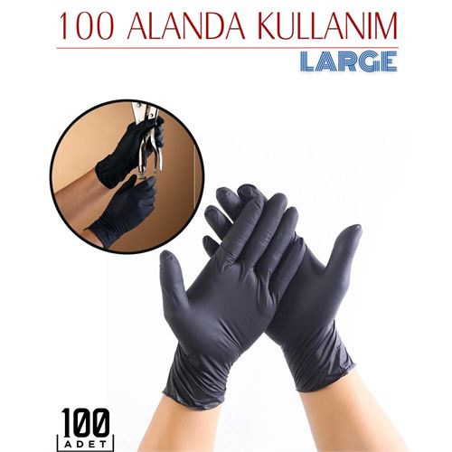 Takaz Global LARGE 100 Adet Siyah Nitril Eldiven