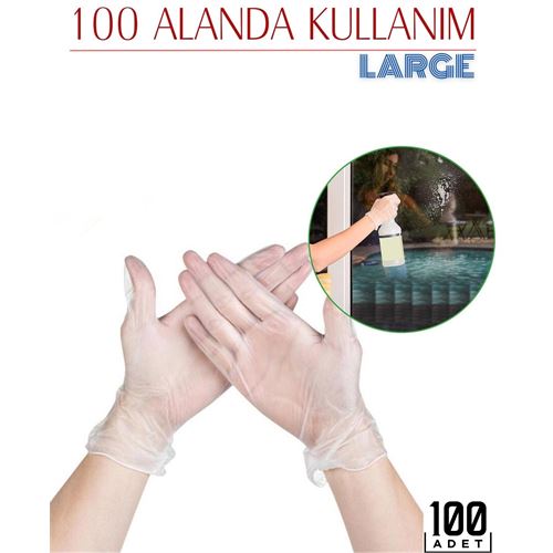Takaz Global LARGE 100 Adet PUDRASIZ Lateks Eldiven