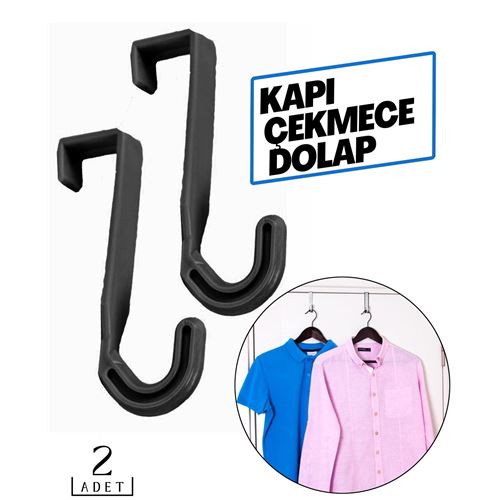 Takaz Global Natuzzi 2 li SİYAH Kapı Arkası ve Çekmece Pratik Askı