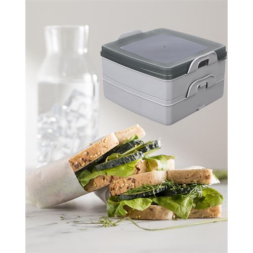 Takaz Global Walker 2 Bölmeli Sandviç Tost Yemek Kabı GRİ