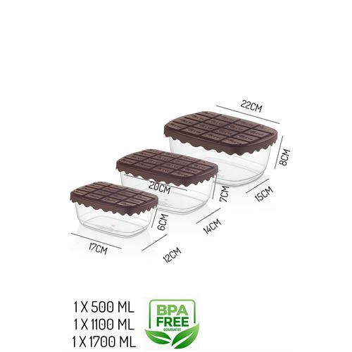 Takaz Global ChocoBox 3 lü 3.3 lt Saklama Kabı
