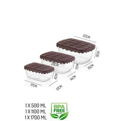 Takaz Global ChocoBox 3 lü 3.3 lt Saklama Kabı
