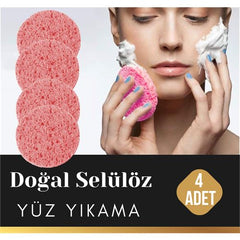 Takaz Global Doğal Selülöz Yüz Yıkama Cilt Temizlik Süngeri 4 ADET	 717893