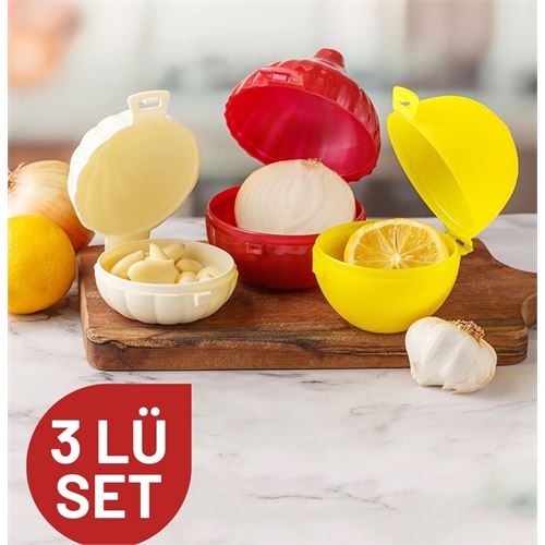 Takaz Global Revere Soğan Sarımsak Limon Saklama Kabı Seti