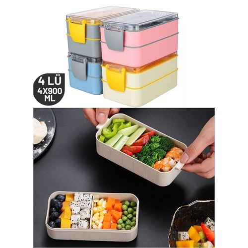 Takaz Global Pianca 2 Katlı Yemek Kabı 4 lü Set 717978