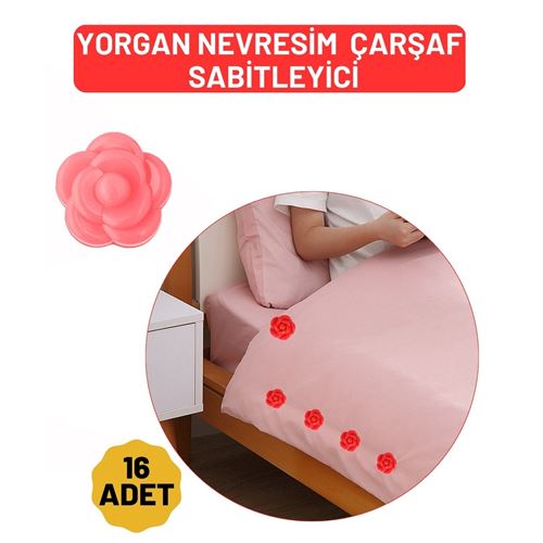 Takaz Global Yorgan Çarşaf Kılıf Sabitleyici 16 Adet Çiçek Model