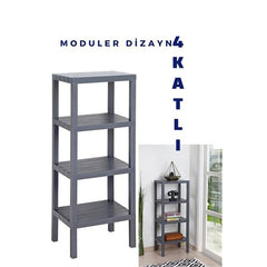 Takaz Global 4 Katlı Modüler Raf Sistemi GRİ