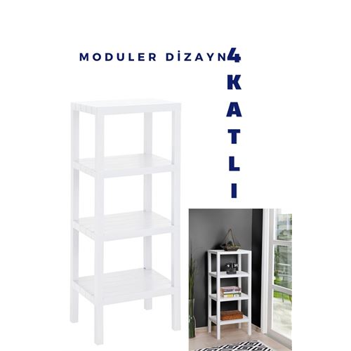Takaz Global 4 Katlı Modüler Raf Sistemi BEYAZ