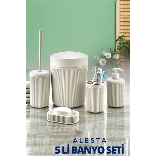 Takaz Global 5 li Banyo Seti Alesta Design KREM