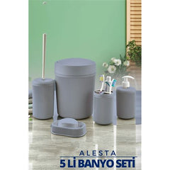 Takaz Global 5 li Banyo Seti Alesta Design GRİ