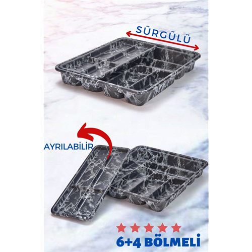 Takaz Global 6+4 Bölmeli Kaşıklık Mermer Desenli FlexForm