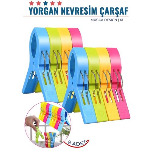 Takaz Global XL Yorgan Nevresim Çarşaf Mandalı 8 ADET Mucca Design 	 718221