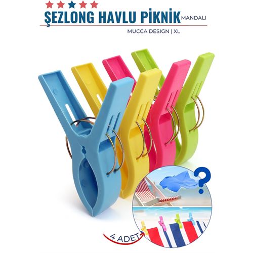 Takaz Global XL Plaj Havlu Şezlong Piknik Mandalı 4 ADET Mucca Design