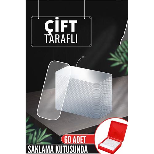 Takaz Global Pvc Nano Çift Taraflı Yapıştırıcı 60 ADET Sonsuz Alanda Kullanım