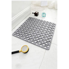 Takaz Global Kabin Banyo Paspası 81 Vantuzlu  Karree Design GRİ