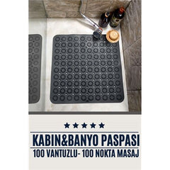 Takaz Global Kabin Banyo Paspası 100 Vantuzlu Voyage Design GRİ